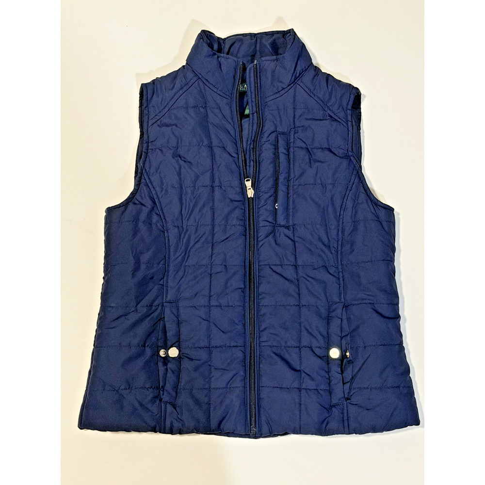 Lauren Ralph Lauren Womens Navy Quilted Puffer Vest Size M Zip Front